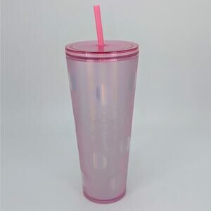 Starbucks Disneyland Tumbler Pink Polka Dot Mickey Iridescent Venti Cold Cup
